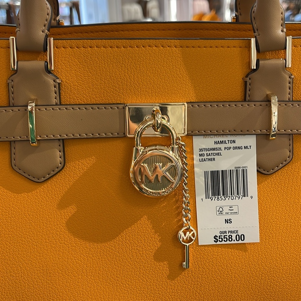 MICHAEL KORS Hamilton Medium Color-Block Leather Satchel
POP ORANGE MULTI
NWT - Picture 13 of 16